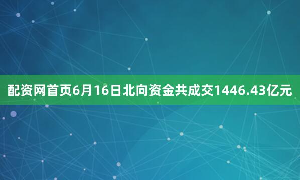 配资网首页6月16日北向资金共成交1446.43亿元