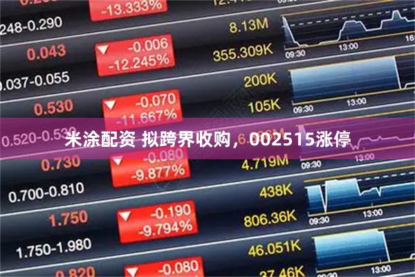 米涂配资 拟跨界收购，002515涨停
